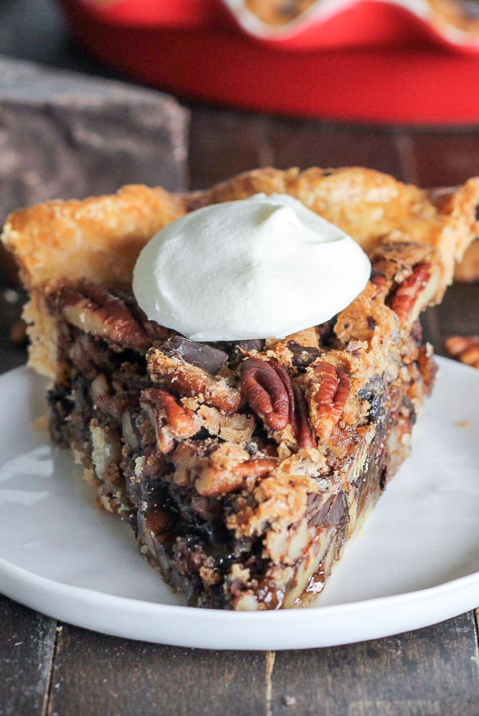 Dark Chocolate Bourbon Pecan Pie