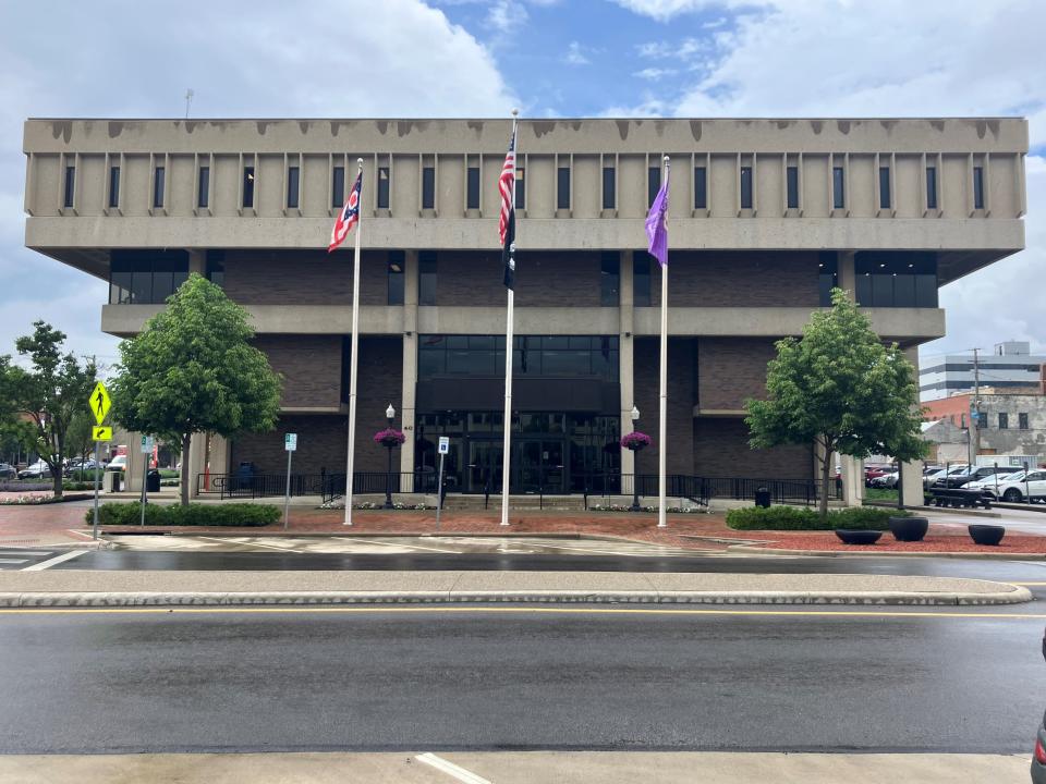 The Newark Municipal Building, where city offices have been located since the building opened in 1967. The treasurer and income tax offices recently moved out. The engineer's office will leave in 2025.