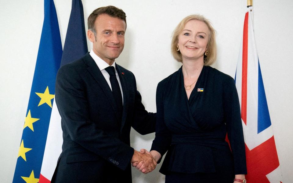 Liz Truss meeting Emmanuel Macron on Tuesday - Stefan Rousseau/Reuters