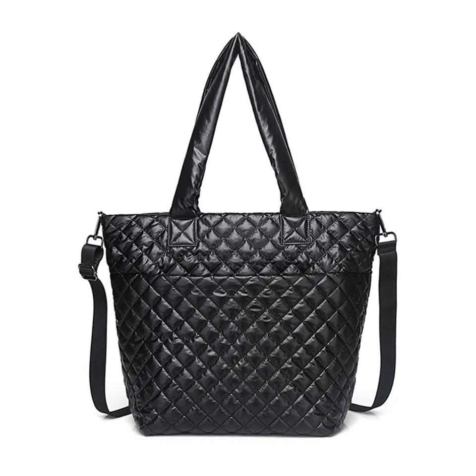 Hsitandy Quilted Tote Bag for Women, Nylon Waterproof Tote Crossbody Bags