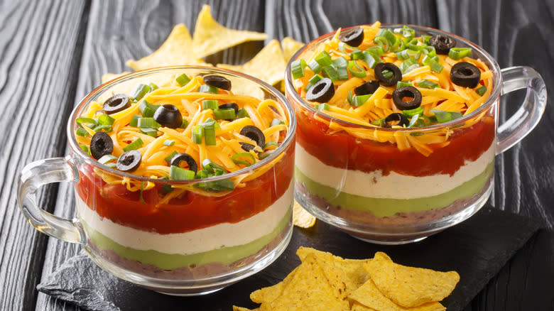 Seven layer dip in clear container