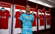 LIVERPOOL, ENGLAND - SEPTEMBER 18: (THE SUN OUT, THE SUN ON SUNDAY OUT) Thiago Alcantara new signing of Liverpool at Anfield on September 18, 2020 in Liverpool, England. (Photo by Andrew Powell/Liverpool FC via Getty Images)