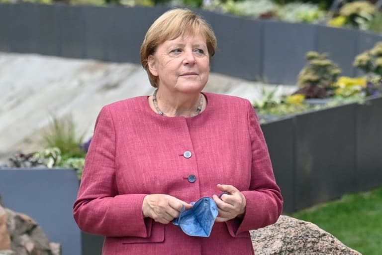 La chancelière allemande Angela Merkel en visite officielle à Templin, où elle a grandi, alors que la ville célèbre son 750ème anniversaire, le 10 septembre 2021 - John MACDOUGALL © 2019 AFP