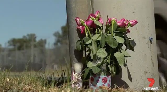 Strangers left flowers at the site of the accident. Source: 7 News
