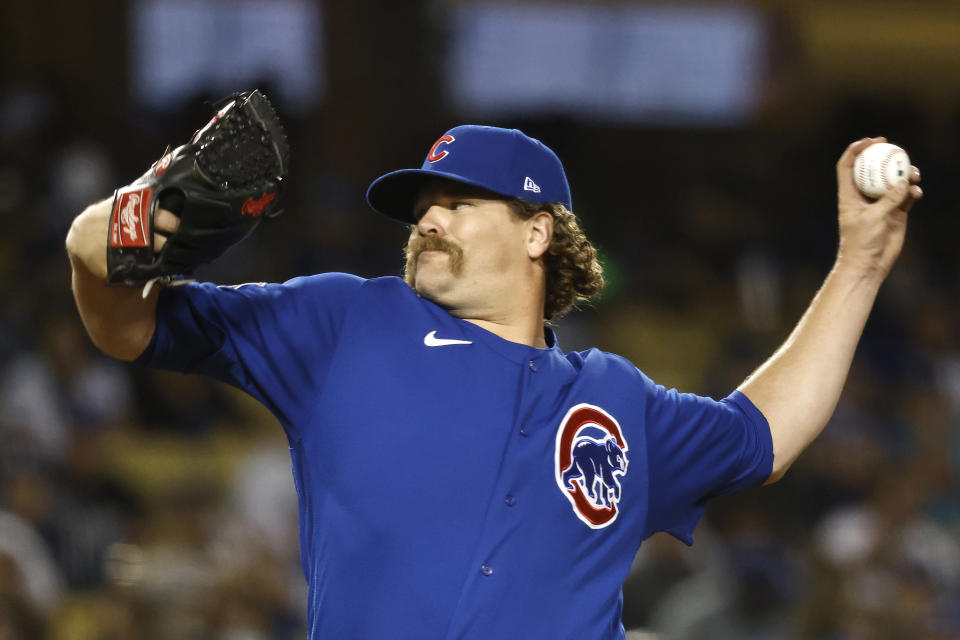 LOS ANGELES, CALIFORNIA - JUNE 24: Andrew Chafin #39 of the Chicago Cubs pitches against the Los Angeles Dodgers during the eighth inning at Dodger Stadium on June 24, 2021 in Los Angeles, California. (Photo by Michael Owens/Getty Images)