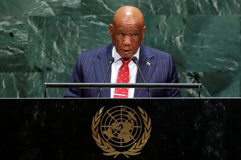 FILE PHOTO: Thomas Motsoahae Thabane, Prime Minister of Lesothoaddresses the 74th session of the United Nations General Assembly at U.N. headquarters in New York