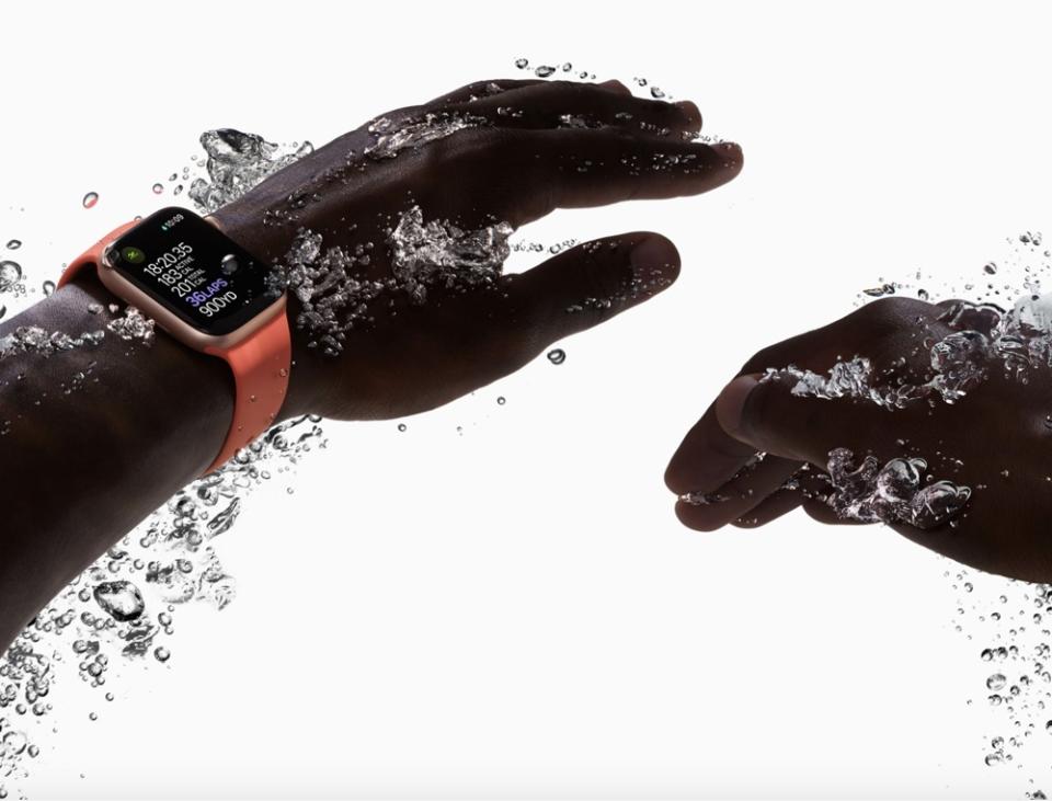 The Apple Watch can function in water as deep as 150 feet, even in the ocean. (Image: Apple)