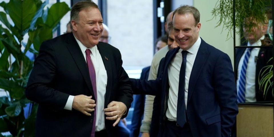 Mike Pompeo alongside UK Foreign Secretary Dominic Raab