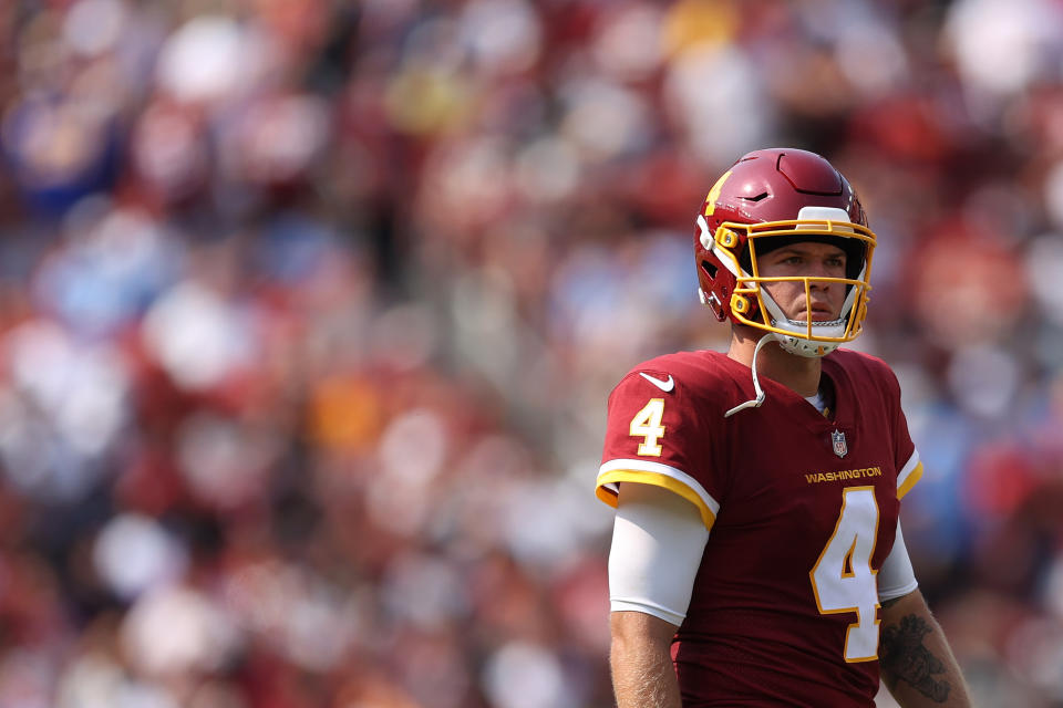 Taylor Heinicke gets his first start of the season on Thursday night. (Photo by Patrick Smith/Getty Images)