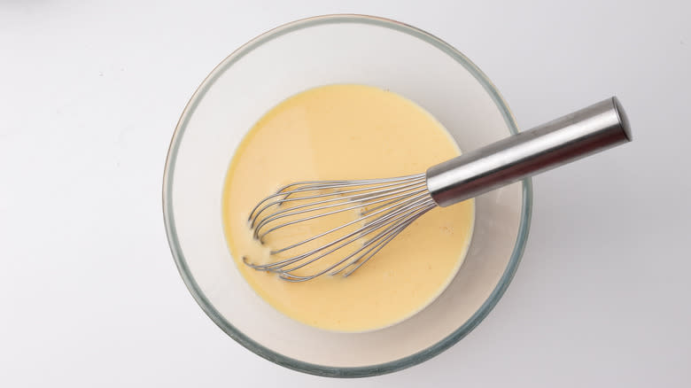 crepe batter in a mixing bowl