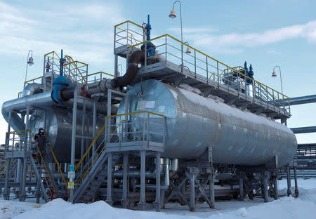 A view shows an oil and gas processing plant in the Yarakta Oil Field, owned by Irkutsk Oil Company (INK), in Irkutsk Region, Russia March 10, 2019. REUTERS/Vasily Fedosenko