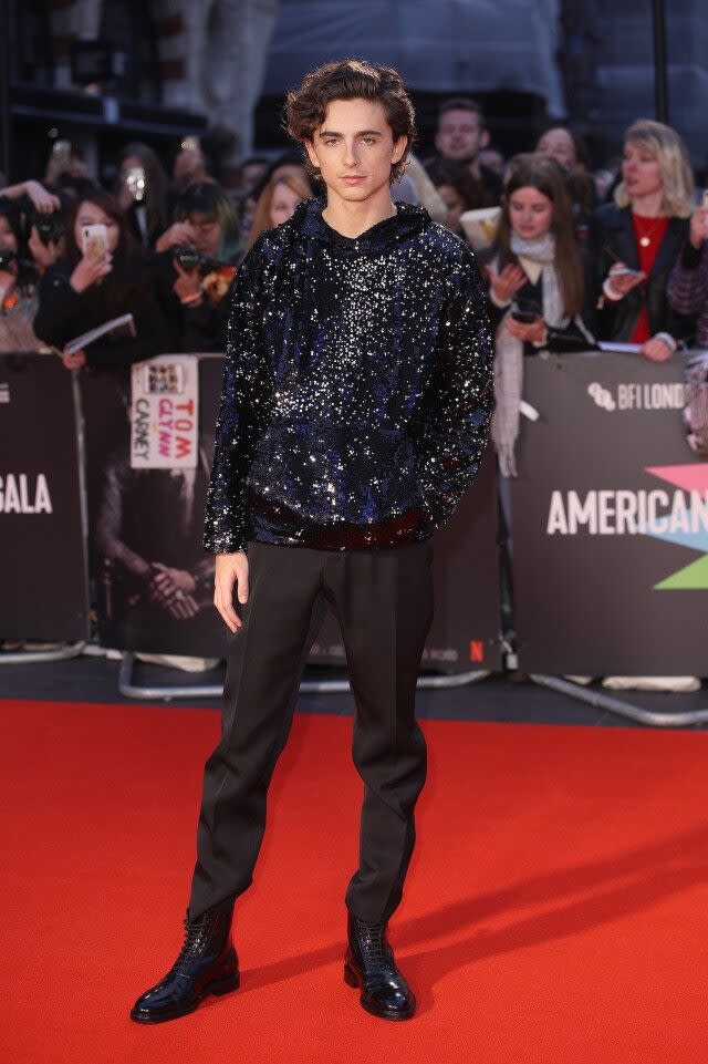 Timothee Chalamet Found a Sequined Hoodie - Go Fug Yourself