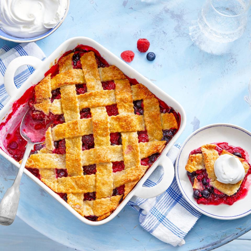 <p><strong>Recipe: </strong><a href="https://www.southernliving.com/recipes/deep-dish-berry-cobbler" rel="nofollow noopener" target="_blank" data-ylk="slk:Deep-Dish Berry Cobbler;elm:context_link;itc:0;sec:content-canvas" class="link "><strong>Deep-Dish Berry Cobbler</strong></a></p> <p>This May 2020 cover recipe was a hit with readers. They loved how versatile the filling is (use whatever fruit you have!) and how easy it was to make a pretty lattice topping with refrigerated pie crusts.</p>