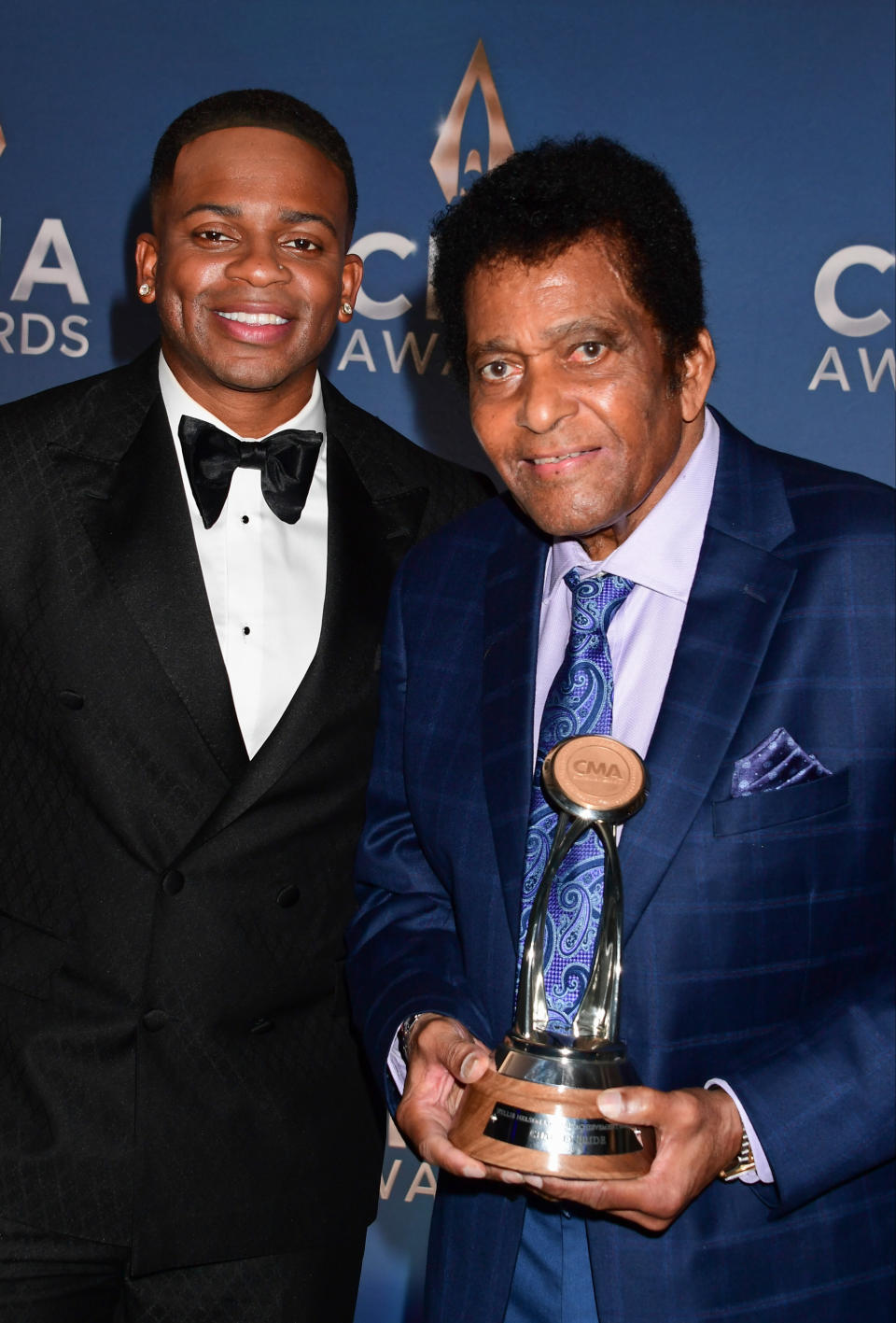 Jimmie Allen and Charley Pride at the 54th Annual CMA Awards. (Photo: ABC via Getty Images) 