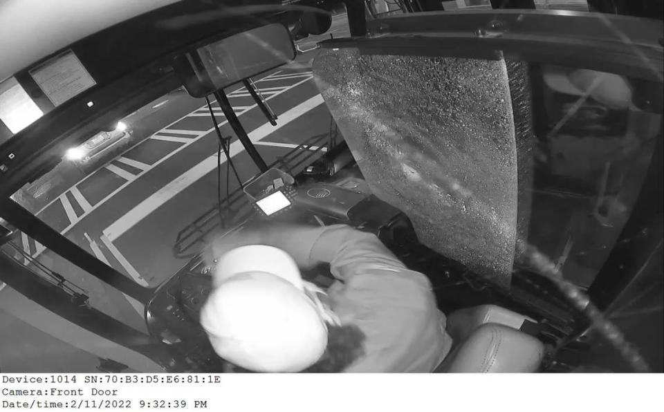 Image from surveillance video footage from CATS on the night of Feb. 11, when bus driver Ethan Rivera was shot and killed.