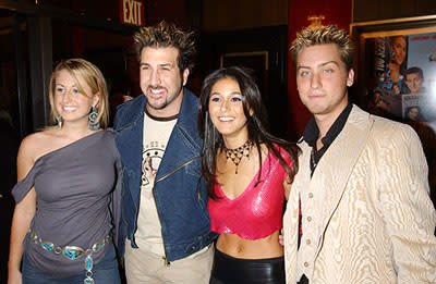 Meredith Edwards , Joey Fatone , Emmanuelle Chriqui and Lance Bass at the New York premiere of On The Line