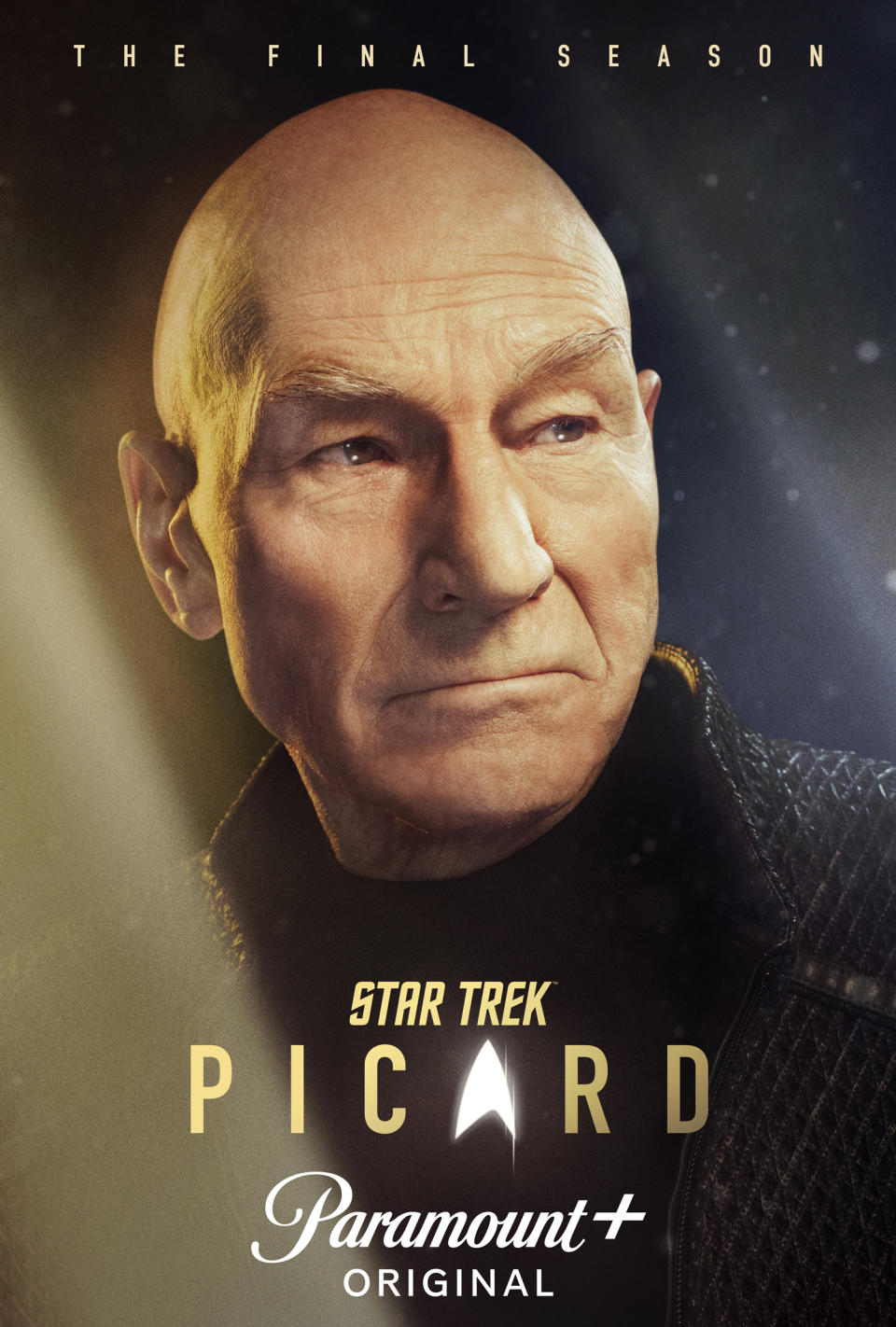 A promotional headshot of Sir Patrick Stewart as Captain Jean Luc Picard.