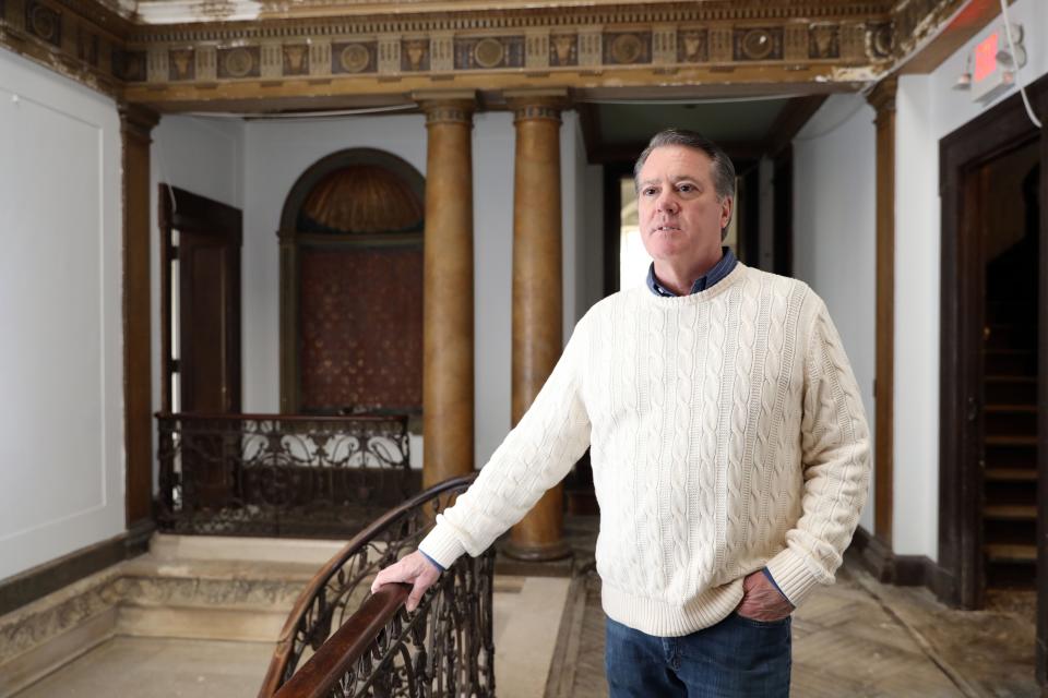 Brian Lindsey, head of construction for The Plant, in the historic Alder Manor mansion built by William Boyce Thompson, which is now the Plant Manor, in Yonkers May 6, 2022. The Plant Manor is part of the Glenwood Power Plant redevelopment project in creating a climate change hub.