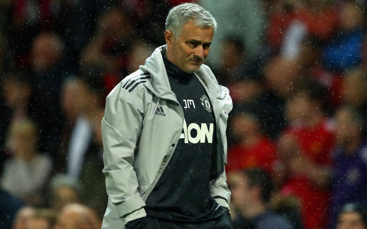 Jose Mourinho looks on during his side's Carabao Cup match against Burton Albion on Wednesday night - Getty Images Europe