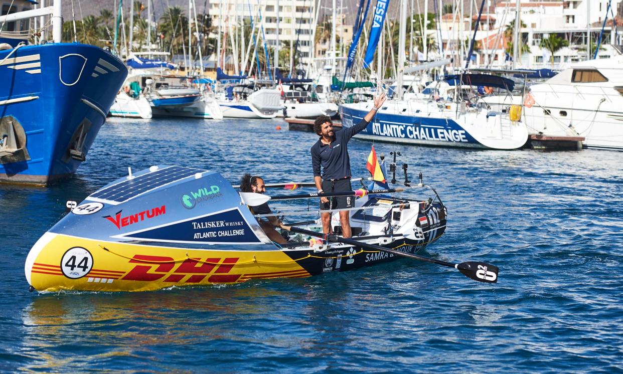 <span>Barely afloat… the startline of the Atlantic Challenge in Beyond the Raging Sea.</span><span>Photograph: Ben Duffy</span>