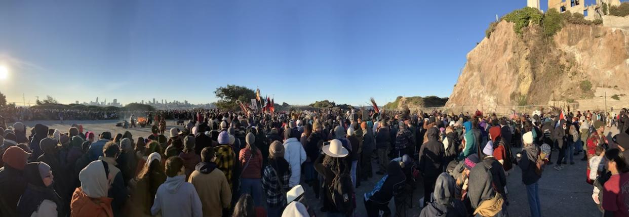 The International Indian Treaty Council's Annual Indigenous Peoples' Thanksgiving Sunrise Gathering attracts hundreds each year. (Photo/Arthur Jacobs)