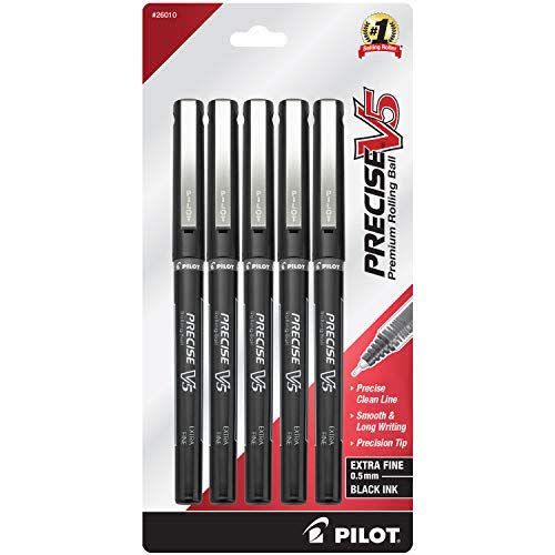 <p><strong>PILOT</strong></p><p>amazon.com</p><p><strong>$7.49</strong></p><p><a href="https://www.amazon.com/dp/B00006IEB2?tag=syn-yahoo-20&ascsubtag=%5Bartid%7C2139.g.40827274%5Bsrc%7Cyahoo-us" rel="nofollow noopener" target="_blank" data-ylk="slk:Shop Now;elm:context_link;itc:0;sec:content-canvas" class="link ">Shop Now</a></p><p>When it comes to affordable liquid ink pens that are a joy to write with, I'm of the opinion that Pilot's Precise V5 pen reigns supreme.</p>