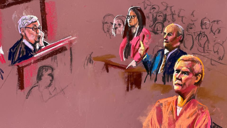 Alex Murdaugh, bottom right, is seen in a court sketch during his federal sentencing on April 1, 2024. - Robert Maniscalco