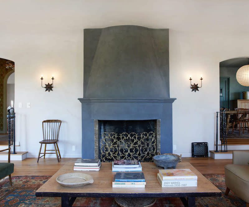 Lovely Los Feliz living room renovation from Ashley Tisdale's Frenshe Interiors, complete with a fireplace by Michael Tisdale.