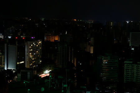 A view of the city during a blackout in Caracas, Venezuela March 27, 2019. REUTERS/Carlos Garcia Rawlins