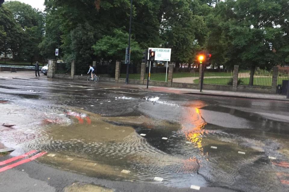 Pipe: The water has caused a crack to form in the road