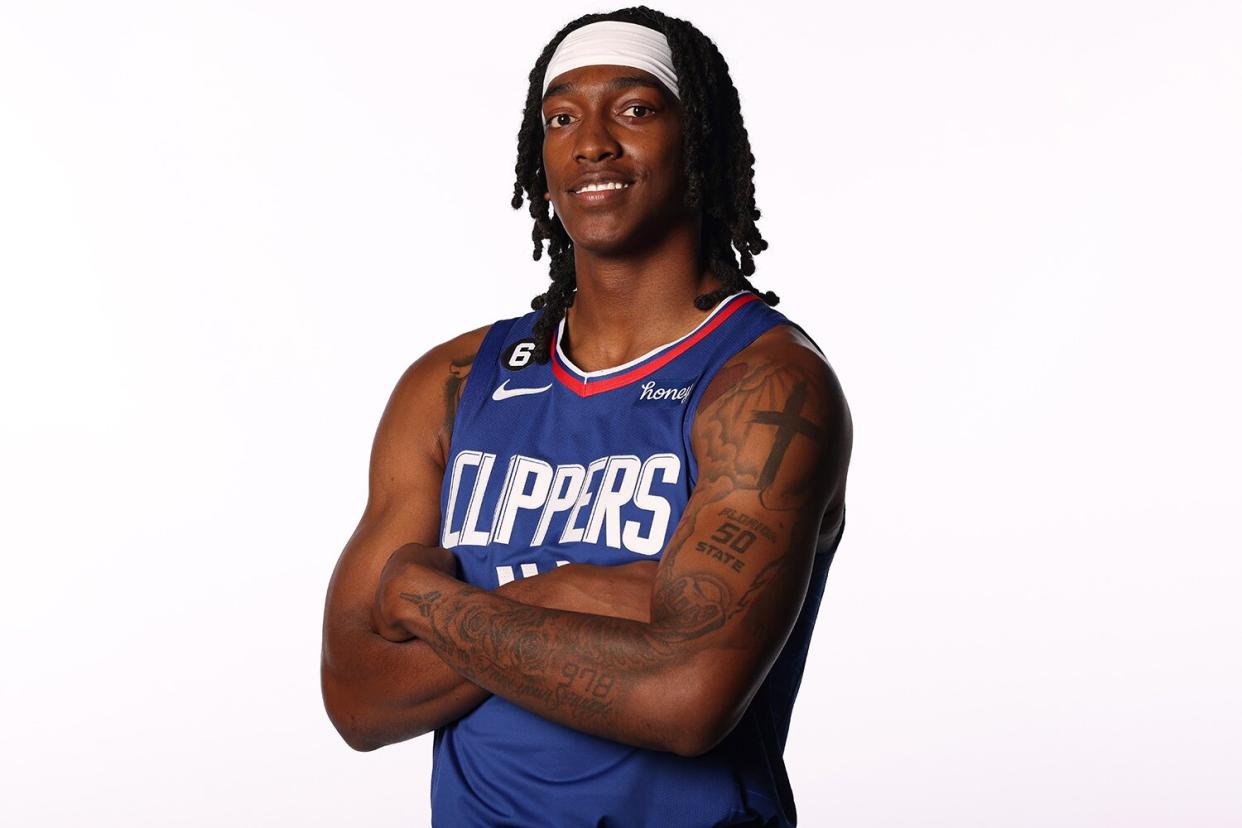 Terance Mann #14 of the LA Clippers poses for a picture during LA Clippers media day at Honey Training Center on September 26, 2022 in Playa Vista, California.