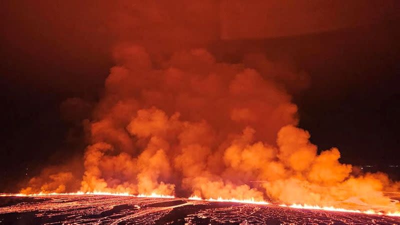 A volcanic eruption takes place, near Grindavik