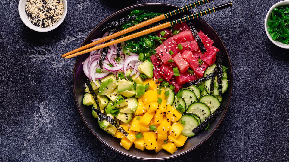 Poke bowl with tuna. - tbralnina/iStockphoto/Getty Images