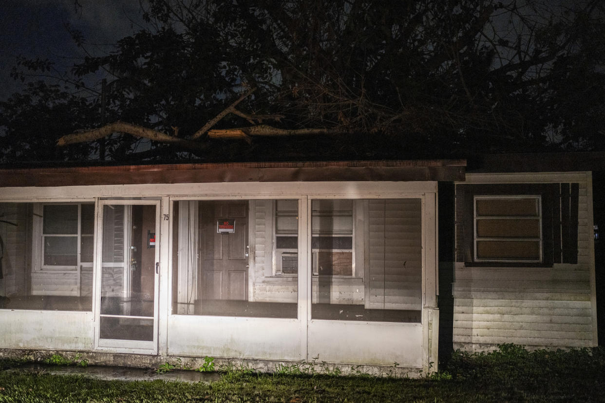 The home of Kristina Peters, who died along with her boyfriend Joel Jackson during Hurricane Ian, in North Fort Myers, Fla.  (Thomas Simonetti for NBC News)