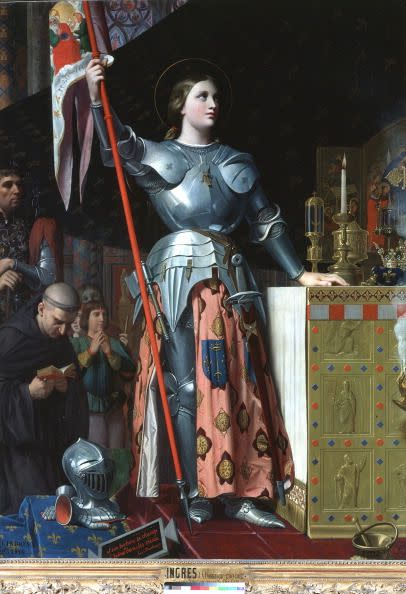 joan of arc at the coronation of charles vii in the cathedral at reims jean auguste dominique ingres 1780 1867 french classical painter oil on canvas 1854 louvre paris