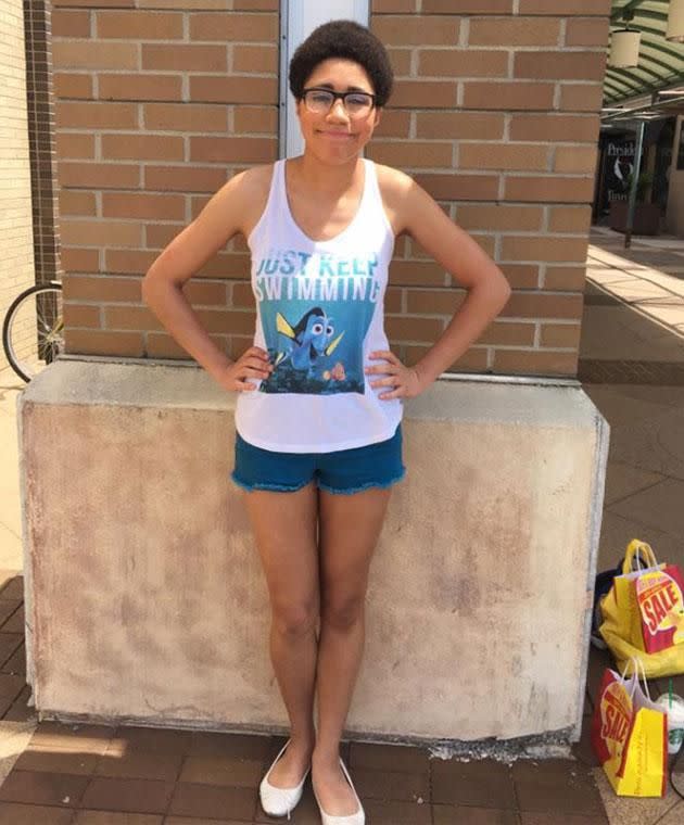 Hannah's outfit consisted of a Finding Dory singlet and some shorts. Photo: Facebook