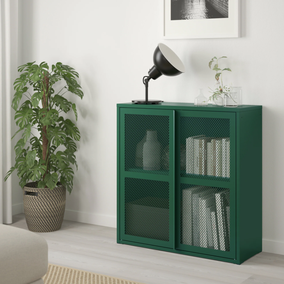 <p>Turn one of IKEA's cabinet's into entryway storage. The furniture is compact, making it perfect for small alcoves, and you can use it to tuck away decor, games, blankets, cleaning supplies—you name it.</p><p><a class="link " href="https://go.redirectingat.com?id=74968X1596630&url=https%3A%2F%2Fwww.ikea.com%2Fus%2Fen%2Fp%2Fivar-cabinet-with-doors-green-mesh-50482949%2F%3Fgclid%3DCjwKCAjwwqaGBhBKEiwAMk-FtOpcnOYyVCQiuh_gnTtYFgxOUHVX2rmEj_jNV81ysRgLSQt7bW25SxoCuCMQAvD_BwE&sref=https%3A%2F%2Fwww.countryliving.com%2Fhome-maintenance%2Fg37186772%2Fentryway-ikea-hacks%2F" rel="nofollow noopener" target="_blank" data-ylk="slk:BUY NOW;elm:context_link;itc:0;sec:content-canvas">BUY NOW</a> <strong><em>IVAR Cabinet, $89</em></strong></p>