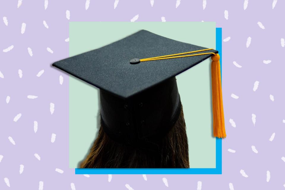 An image of a girl in a graduation cap.