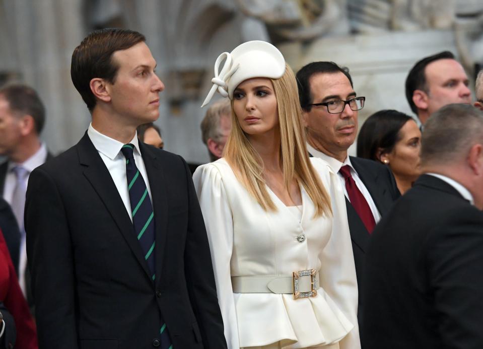 Ivanka Trump, daughter of US President Donald Trump, (C) and her husband Jared Kushner