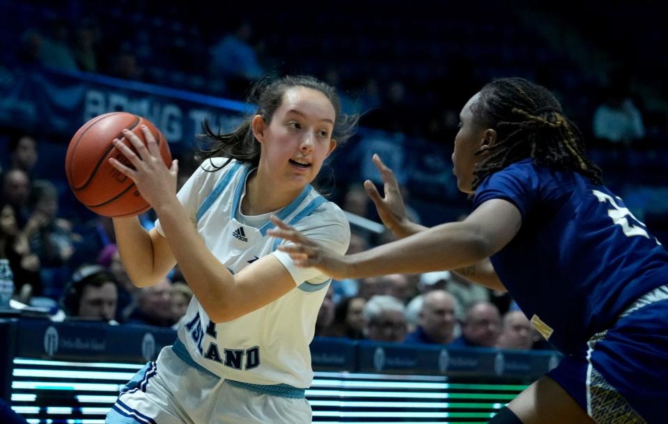 URI's Sophie Phillips will be playing against her twin sister when the Rams face Albany in November.