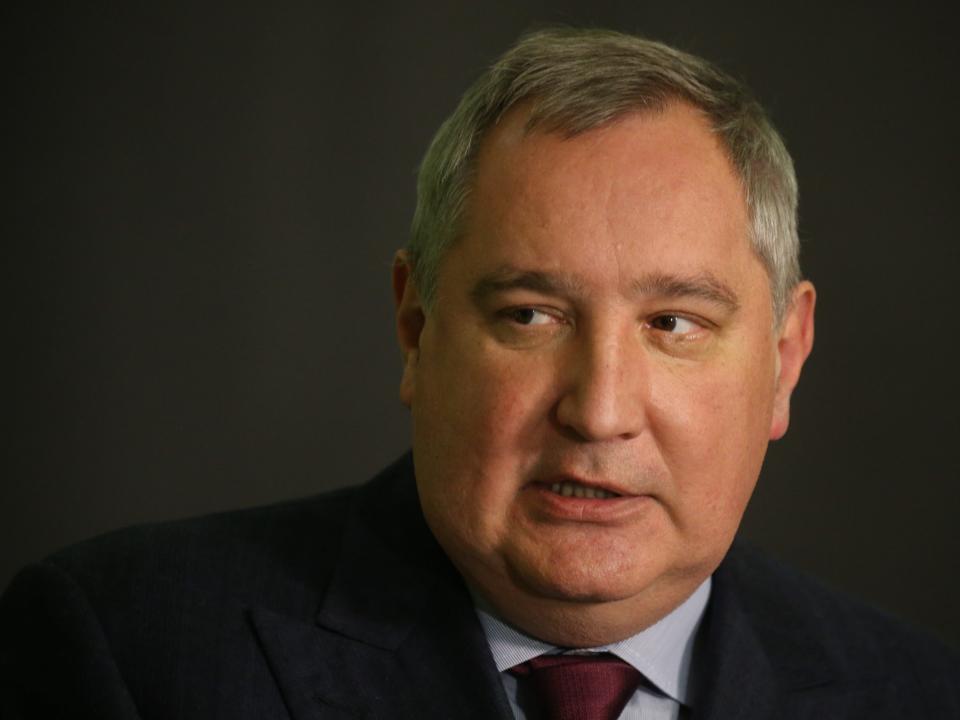 Russian State Corporation of Roscosmos General Director Dmitry Rogozin speaks during the "For Fidelity In Sicence Prize" 7th award ceremony at the Grand Kremlin Palace on November 28, 2021,