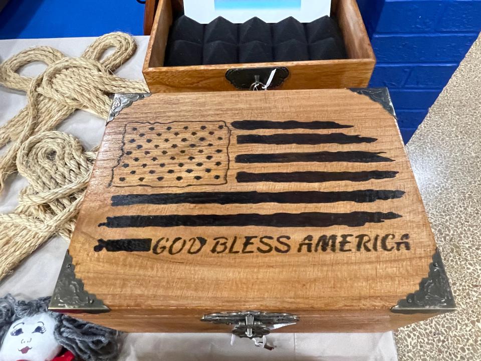 A handmade lockable gun safe made by local artisan Jackie Hicks caught quite a bit of attention for its craftsmanship at the 70th annual Karns Community Fair at Karns High School on July 15, 2023.