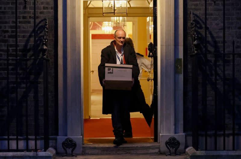 Dominic Cummings, special advisor for Britain's Prime Minister Boris Johnson leaves 10 Downing Street, in London