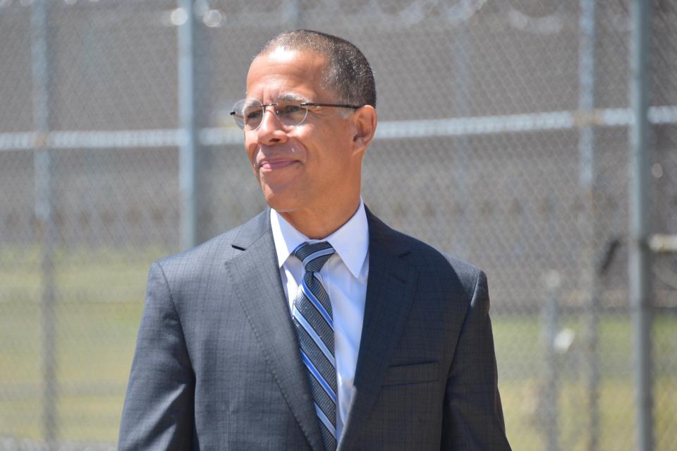 Maryland Attorney General Anthony G. Brown on Thursday before a press conference at Roxbury Correctional Institution begins.