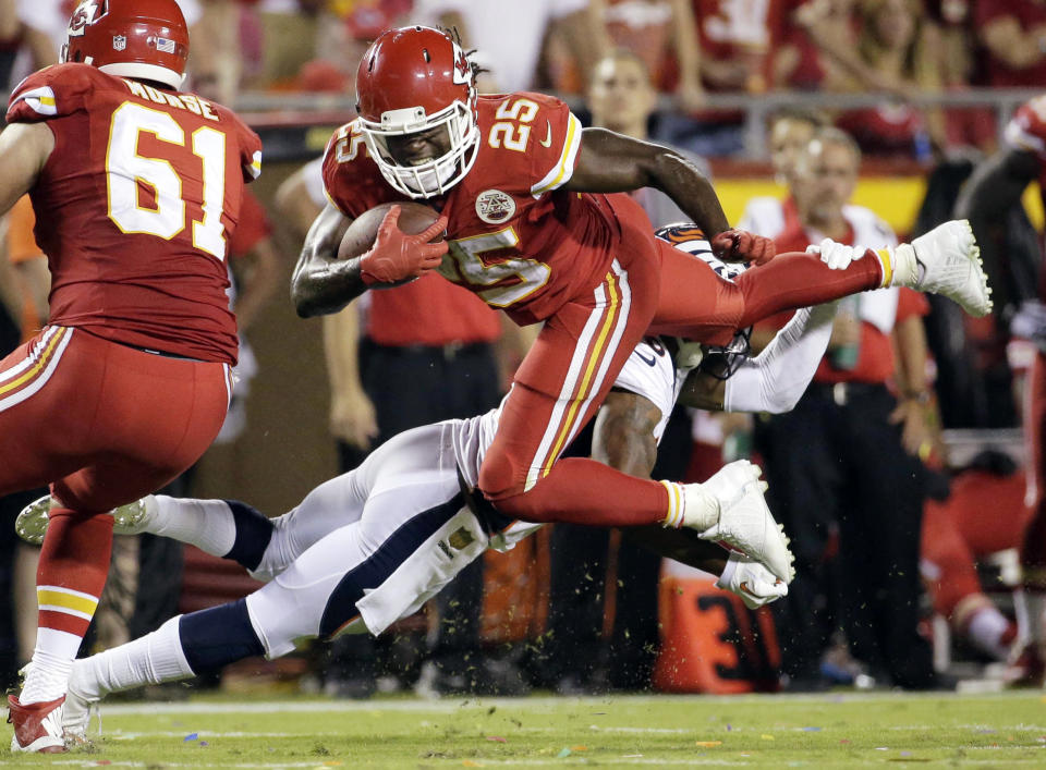 Jamaal Charles lasted only five games in 2015 for the Chiefs, but Kansas City still made the postseason that year. (AP) 