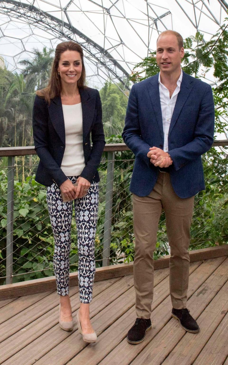 The Duchess wears her Smythe jacket with Gap trousers in September 2016 - Getty