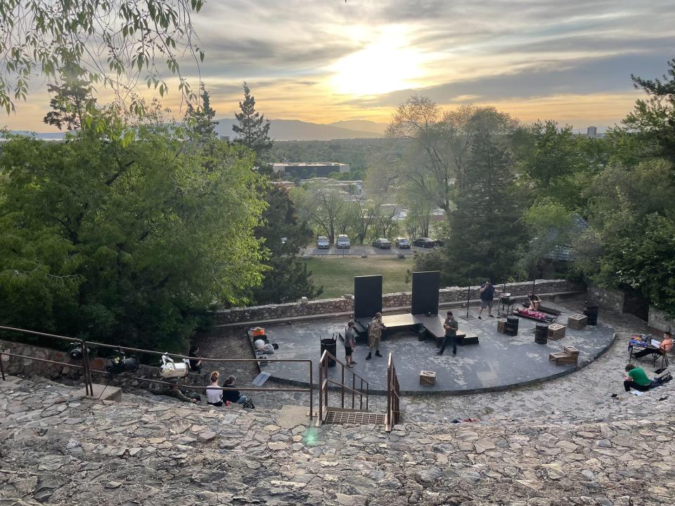 The sunset over the amphitheater.