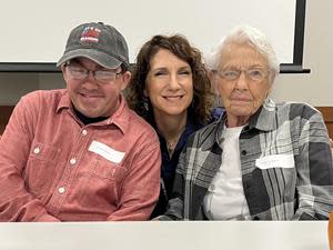 Volunteers and participants in Meritus Health's Care Callers program meet for lunch.