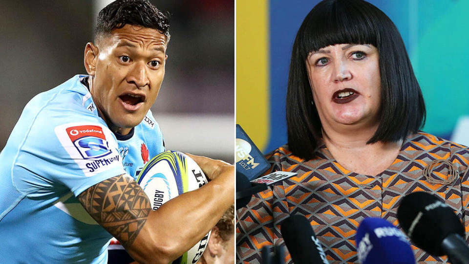 Israel Folau and Raelene Castle. Image: Getty