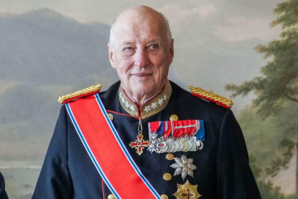 <p>OLE BERG-RUSTEN/NTB/AFP via Getty</p> King Harald of Norway at the Royal Palace in Oslo, Norway on February 13, 2024.